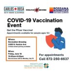 June 18 Vaccination event flyer with details in English