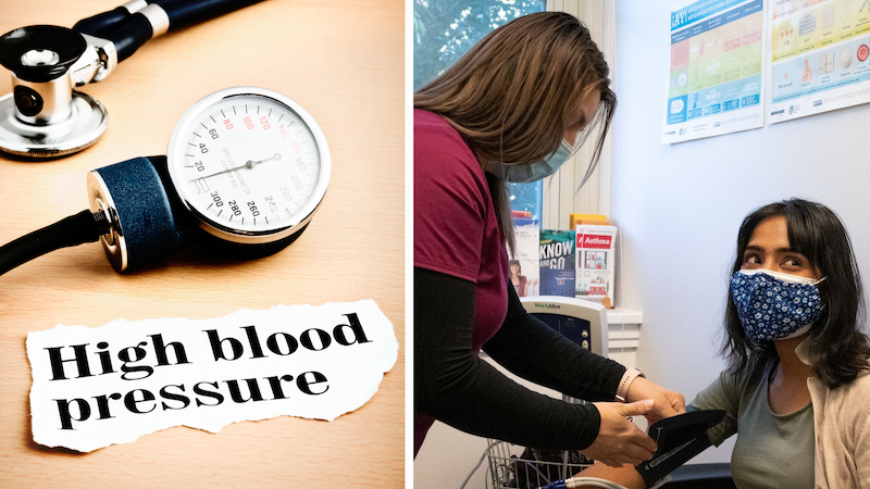 high blood pressure- image with patient getting pressure checked